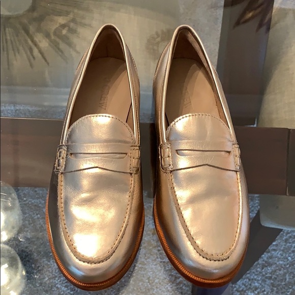 J. Crew Shoes - J Crew gold metallic loafers